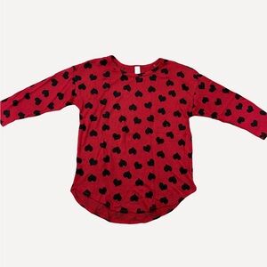 No Boundaries Women’s Long Sleeve Top with Black Hearts Design